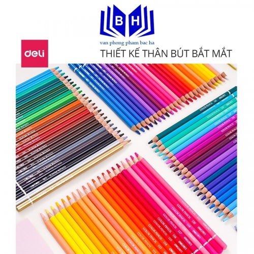 Bút chì màu gốc dầu cao cấp Deli - gỗ tự nhiên - 24/ 36/ 48/72 Màu - 6565 / 6566 / 6567 / 6568